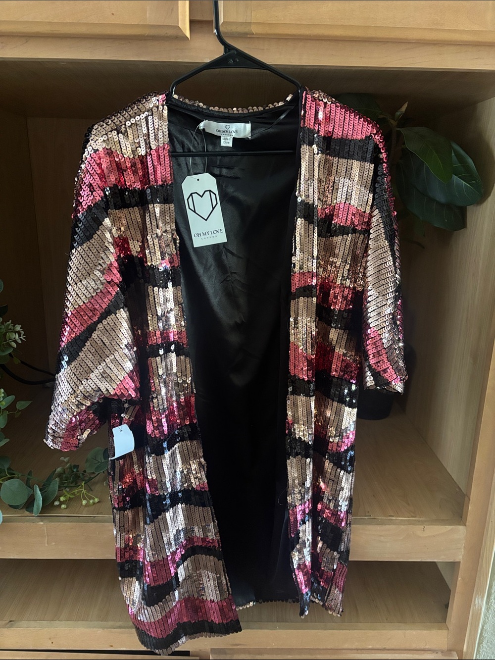 Oh My Love Black Satin Blazer with Branded Tag